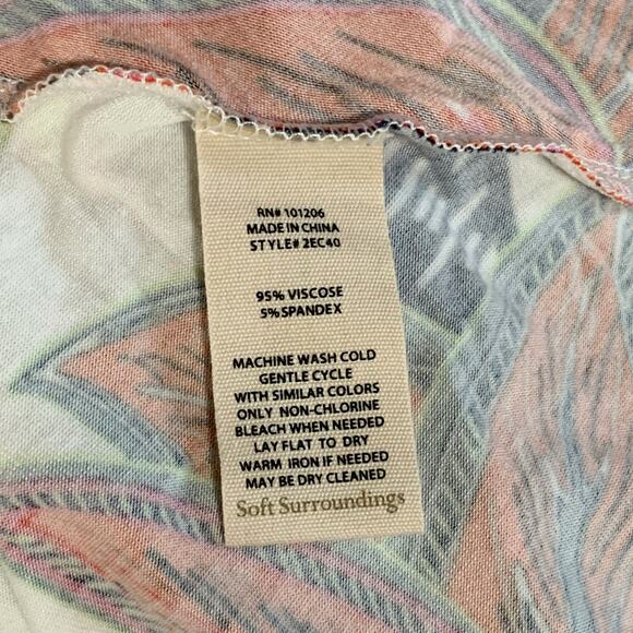 New Soft Surroundings Tigerwood Placed Print Tunic Top Floral Shirt Women's XL - Picture 9 of 9
